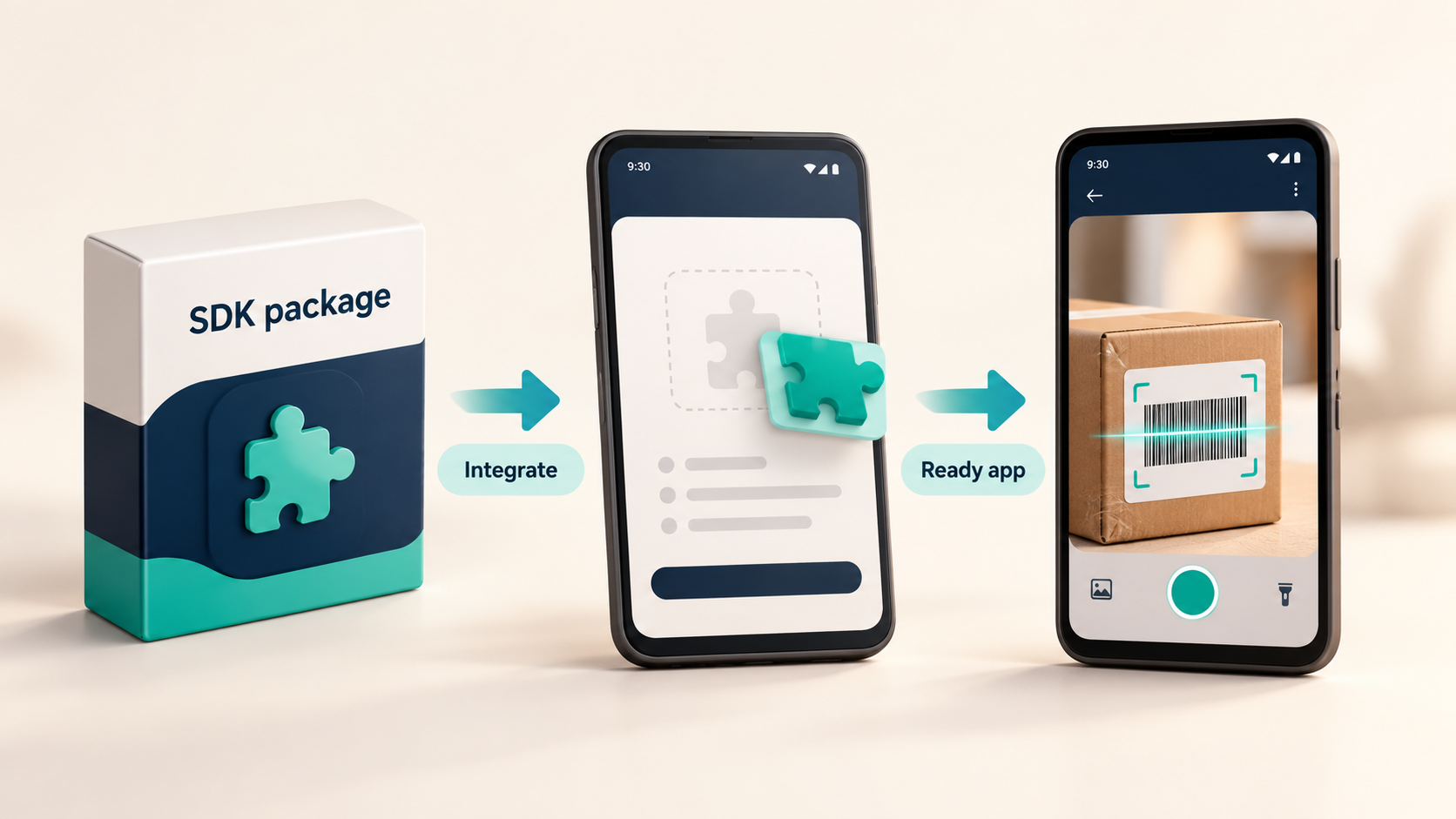 Vision Scan Android SDK package integrated into an app that is ready to scan