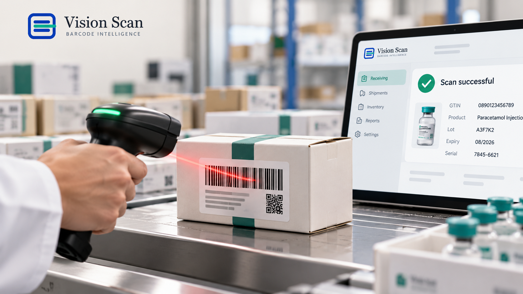 Illustration: the Vision Scan platform — scan intelligence across receiving workflows